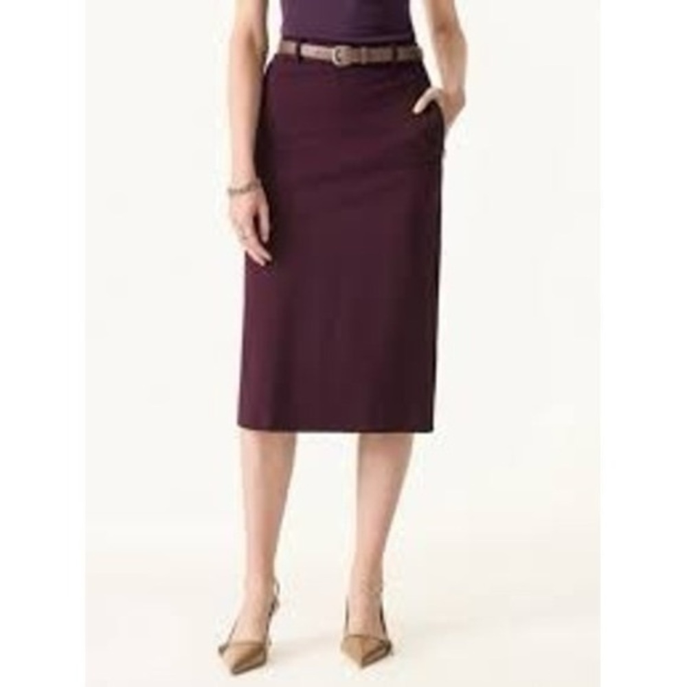 OGL Women's Midi Pencil Skirt with Back Slit Burgundy size Medium New with tag